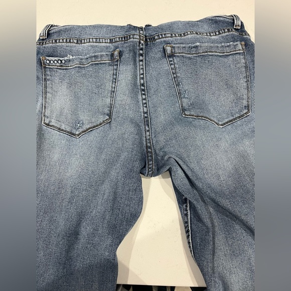 Blank NYC Slim Girlfriend Overalls Jeans Stretch Denim Raw Hem Distressed 28 - Picture 7 of 14